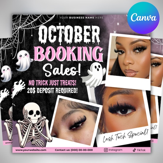 October Lash Sale Flyer, Lash Extensions Flyer, Lash Deals Flyer, Beauty Lash Flyer, Halloween Lashes Flyer, October Sale, Spooky SZN Flyer