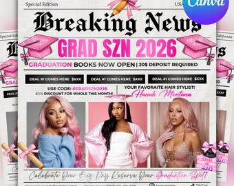 Graduate Flyer, Graduation Party Flyer, Graduation Invitation, College Decision, Class of 2026 Flyer, Senior Grad Announce, Canva Editable.