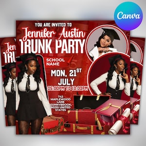 Trunk Party Flyer, Graduation Party Invitation, College Send Off Invitation, Social Media Flyer, Editable Canva Template, Instant Download