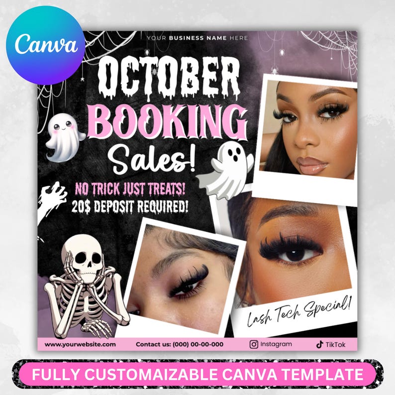 October Lash Sale Flyer, Lash Extensions Flyer, Lash Deals Flyer, Beauty Lash Flyer, Halloween Lashes Flyer, October Sale, Spooky SZN Flyer
