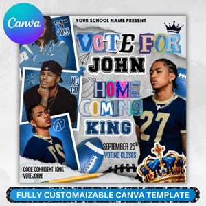 Homecoming King, Prom Flyer, Vote for me Prom, Prom Flyer, Prom King Flyer, Prom Class Campaign Flyer, Election Flyer, DIY Canva Vote flyer