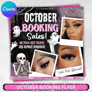 October Lash Sale Flyer, Lash Extensions Flyer, Lash Deals Flyer, Beauty Lash Flyer, Halloween Lashes Flyer, October Sale, Spooky SZN Flyer