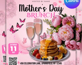 Moederdagbrunchflyer, Moederdagflyer, (canva bewerkbaar)