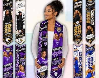 Graduation Stole Canva Editable Template Mega Bundle, Graduation Sash Sublimation 2026, Congrats Senior Stole Template Personalized Designs