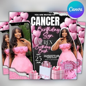 Cancer Season Party Flyer, Birthday Szn Flyer, Cancer Invitation Flyer, Cancer Birthday Event, Social Media Flyer, Premade Flyer Template