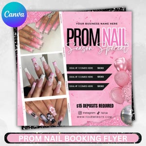 Prom Nails Special Flyer, Prom Booking Flyer, Prom Season , Prom Special flyer, Prom Invite, Beauty, Lashes, Make up, Nails, Hair, Canva