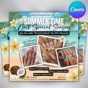 Summer Nail Special Flyer, Nail Sonderangebot, Nail Sale Flyer, Nail Flash Sale Flyer, Nail Buchungsflyer, Nail Promotion, Nageltermin