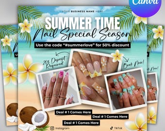 Summer Nail Special Flyer, Nail Deal Flyer, Nail Tech Sale Flyer, Nail Flash Sale Flyer, Nail Booking Flyer, Nail Promotion Nail Appointment