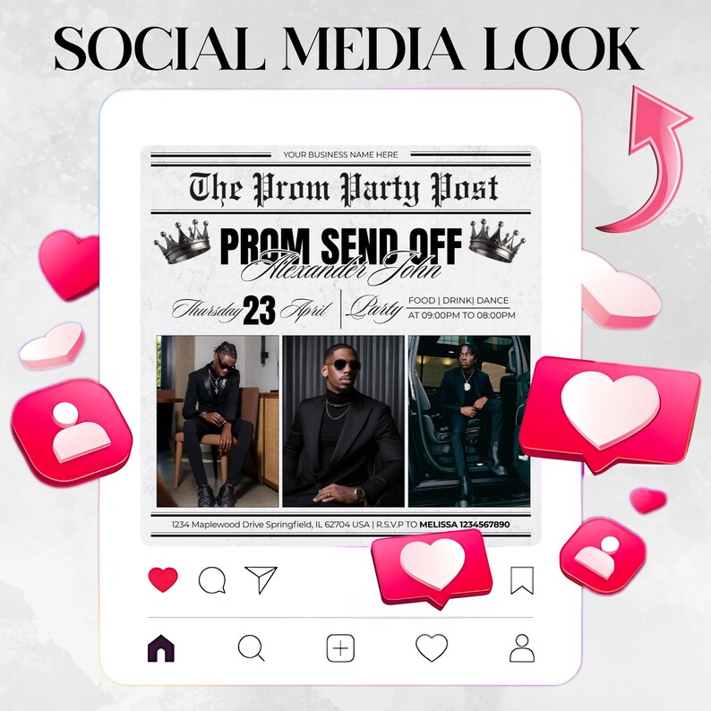 Prom Send Off Flyer, DIY Prom Queen Flyer, Prom Send Off Event, Prom Invitation Flyer, Prom Flyer, Prom Party Invite, Prom, Canva Editable