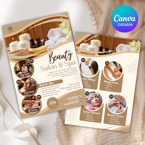 Diy Beauty Salon Flyer Canva Template, Hair Nail Makeup Salon Flyer, Esthetician Beautician Flyer design, Editable, Digital Download