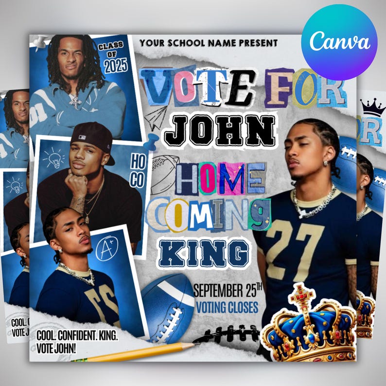 Homecoming King, Prom Flyer, Vote for me Prom, Prom Flyer, Prom King Flyer, Prom Class Campaign Flyer, Election Flyer, DIY Canva Vote flyer