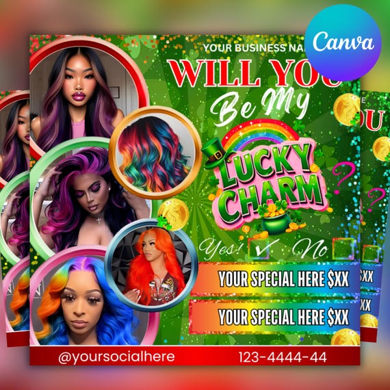 March Booking Flyer, St Patricks Day Booking Flyer, Holiday Deals Flyer, Makeup, Hair, Lashes, Nails, DIY Canva Template, Digital download