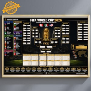 World Cup 2026 Schedule, Printable Wall Chart, Soccer Bracket, Soccer World Cup Poster, Football Match Schedule, Soccer Fixtures Chart