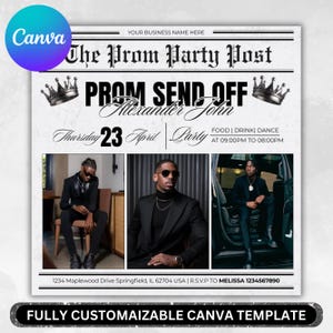 Prom Send Off Flyer, DIY Prom Queen Flyer, Prom Send Off Event, Prom Invitation Flyer, Prom Flyer, Prom Party Invite, Prom, Canva Editable
