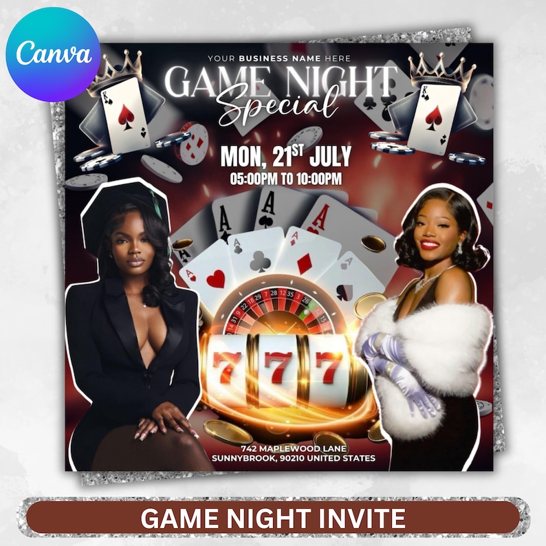 Game night invite, girls night, birthday, editable, digital download