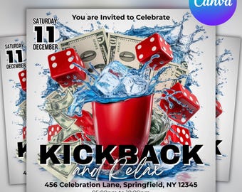 Kickback Party Flyer, Editable Kickback Club Flyer, Club DJ Party Invite, Event Flyer, Social Media Flyer, Canva Template, Instant Download