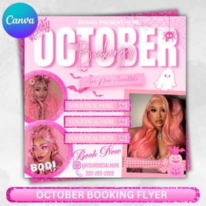 October Booking Flyer: Halloween Hair, Nails, Lashes (DIY Canva Template)