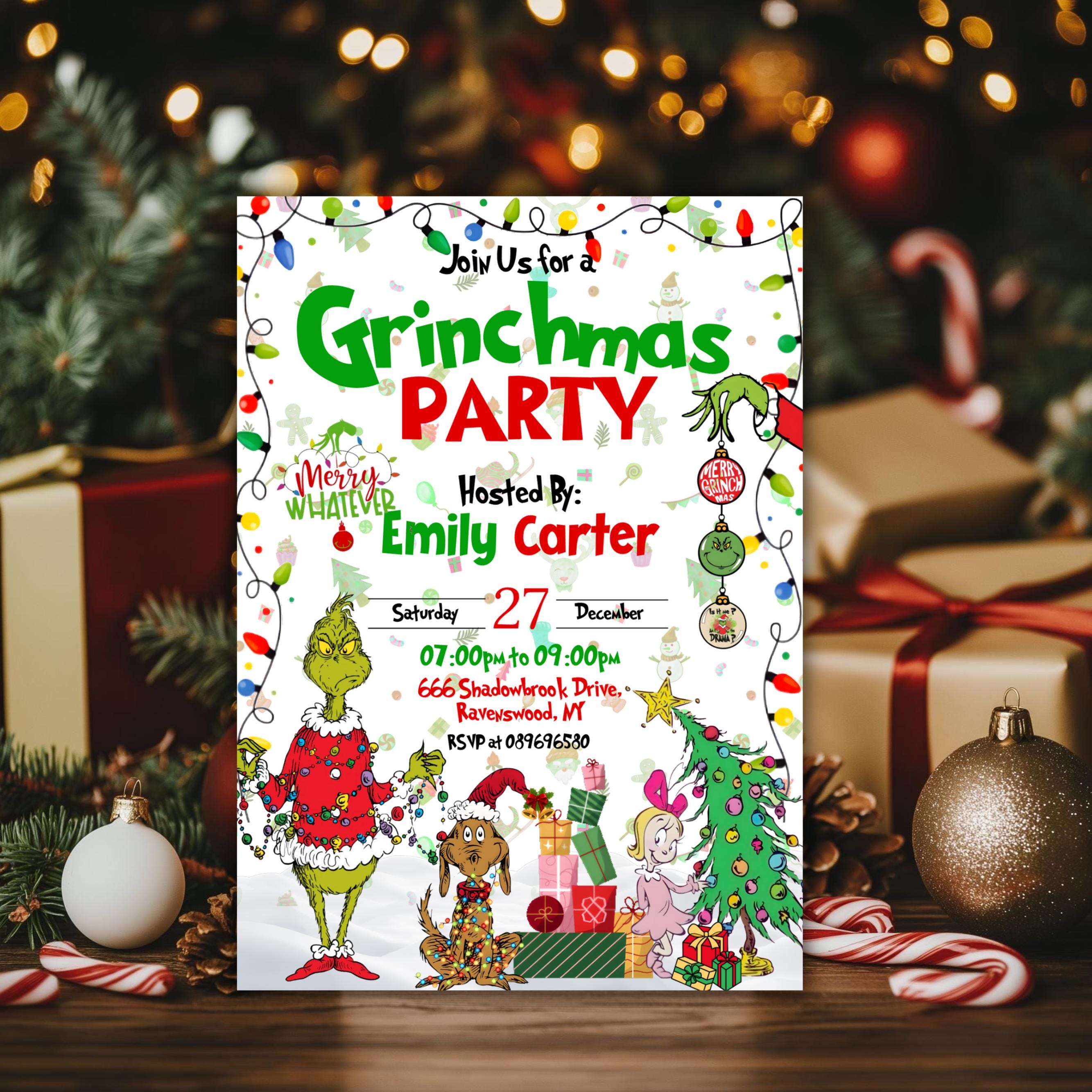 Editable Grinch Party Invitation | Merry Grinchmas Invitation | Grinch ...