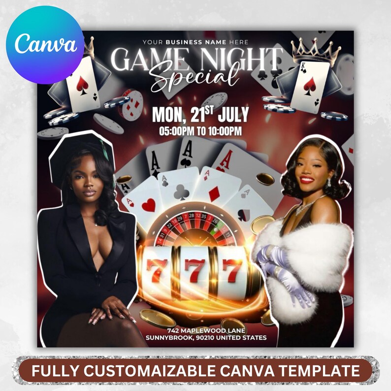 Game night invite, girls night, birthday, editable, digital download