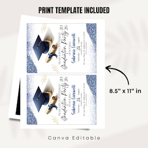 Graduation Party Invitation, Class of 2026 Invite, Blue Graduation Announcement, Self-Editable Digital Download, Printable Grad Card