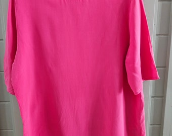 Vintage 100 percent silk barbie pink colored blouse sz.large