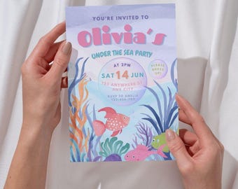 Under the Sea Birthday Invitations – Editable Canva Template | Printable, Digital & Animated Ocean Themed Party Invite