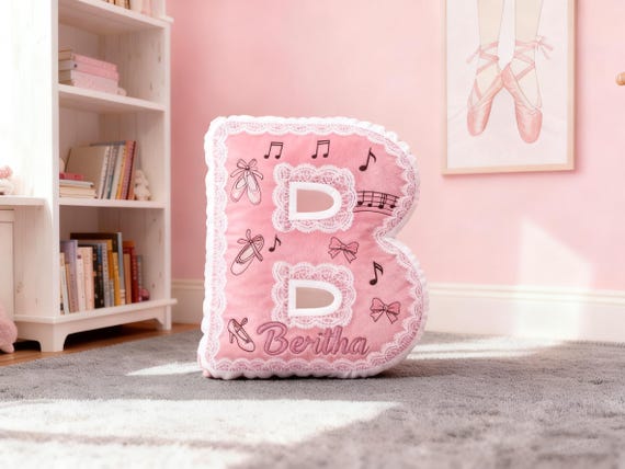 Custom Ballet Dance Alphabet Throw Pillow,Ballet Letter Throw Pillow,Pink Initial Pillow,Christmas Gift,Birthday Gift for Girl,Gift for Girl