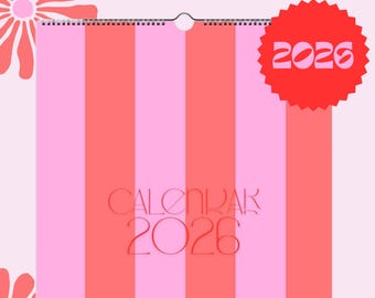 2026 Wall Calendar | Large Family Planner | Modern Striped Design | 4-Column Organizer | Monthly Overview | Family Wall Planner