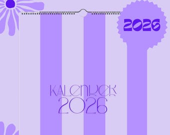 2026 Wall Calendar | Large Family Calendar | Modern Stripe Design | 4-Column Planner | Monthly Overview | Family Organizer