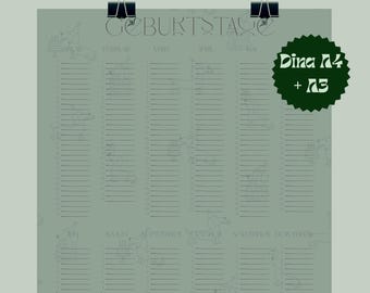 Perpetual Birthday Calendar Dachshund | Dog Calendar | Perpetual Wall Calendar with Dachshund Illustration | Gift Idea for Dog Lovers