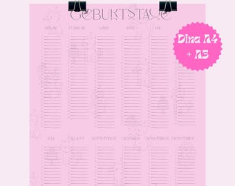 Perpetual Cat Birthday Calendar | Cat Calendar | Perpetual Wall Calendar in Cat Design | Gift Idea for Cat Lovers