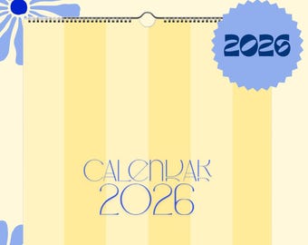2026 Wall Calendar | Large Family Planner | Modern Striped Design | 4-Column Organizer | Monthly Overview | Family Wall Planner