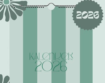 2026 Wall Calendar | Large Family Calendar | Modern Stripe Design | 4-Column Planner | Monthly Overview | Family Organizer