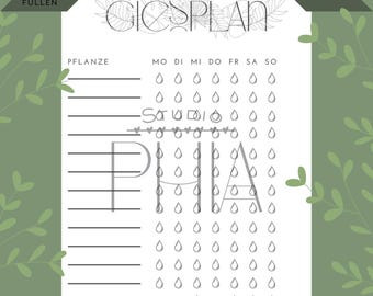 Stylish watering planner to print out – keep track of your plant care, even for your vacation replacement!