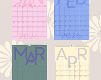 2026 Wall Calendar | Customizable | Family Planner & Organizer | Various Formats | Monthly Overview