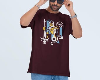 shirt Illustration de Durga | graphique bengali déesse Durga | 100 % coton imprimé spirituel