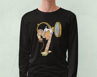 -shirt graphique à manches longues Tintin T-Touch | Bande dessinée rétro 100 % pur coton | Cadeau pour lui
