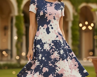 pour femme à imprimé abstrait splash | Robe mi-longue d'été décontractée | Cadeau pour elle