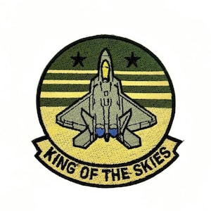 Tactical Military Patch - “King of the Skies” - Embroidered Iron On Patch 4 inch - Tactical Air Force / Aviation Patch for bags, jackets