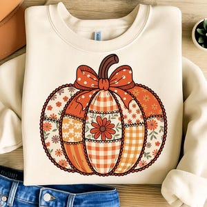 Preppy Fall Pumpkin Lace PNG: Cottagecore Floral Autumn Design (Digital Download)