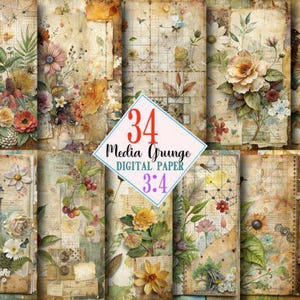 34 Mixed Media Grunge Junk Journal Seite