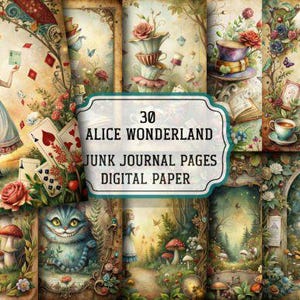 Alice Wonderland Junk Journal Pages