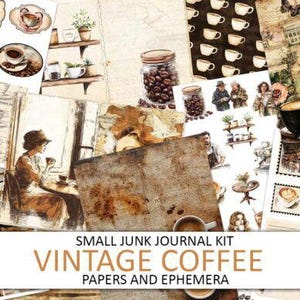 Coffee Junk Journal Kit: Vintage Ephemera, Stained Paper (Digital Download)