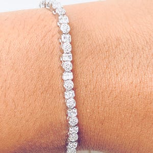 Round Cut CZ Tennis Bracelet | 925 Sterling Silver | Classic Sparkle Jewelry for Women | Bridal or Daily Gift | Silver Zirconia CZ Bracelet