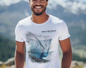 T-Shirt mit Gletschergrafik, „Wenn die Zeit bricht – Gezeiteneisforschung“, Unisex-Wissenschafts-T-Shirt