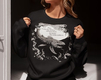 Mystical Fish Sweatshirt: Ocean Graphic Pullover, Dark Sea Life Art