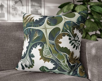 Botanical Leaf Pillow Cover: Green Nature Throw Pillow, Plant Decor