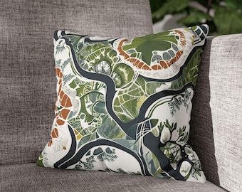 Botanical Faux Suede Pillow Cover: Boho Home Decor Accent