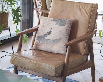 Woven Nature Pillow: Boho Botanical Accent Cushion, Earthy Decor