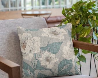 Floral Woven Pillow: Botanical Throw Pillow, Elegant Home Decor
